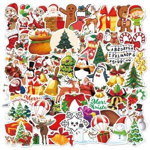NEW Crafts STICKIES 51 Pieces Holiday Cartoon Graffiti Christmas Stickers